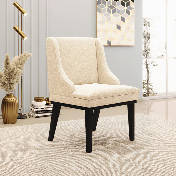 Cadeira Sala De Jantar Base Madeira Preto Liz Bouclê D03 - D'