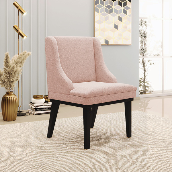 Cadeira Sala De Jantar Base Madeira Preto Liz Bouclê D03 - D'