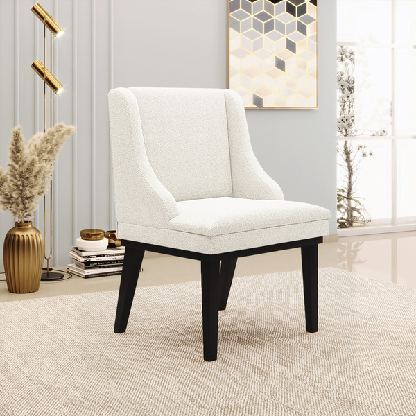 Cadeira Sala De Jantar Base Madeira Preto Liz Bouclê Off Whit