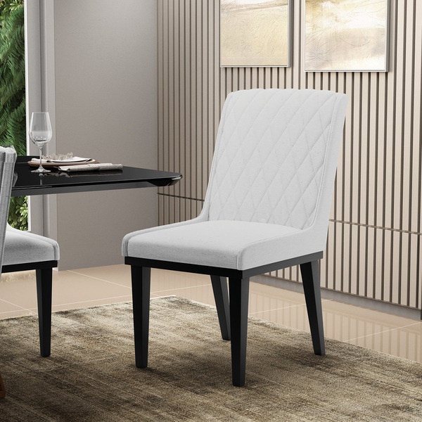 Cadeira Sala De Jantar Base Madeira Preto Sofia Linho D03 - D