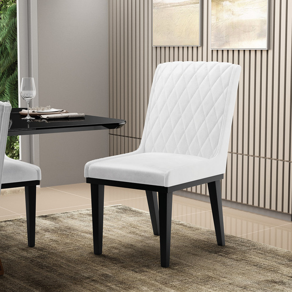 Cadeira Sala De Jantar Base Madeira Preto Sofia Sintético Pu