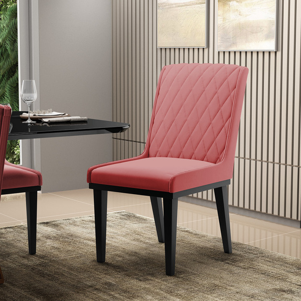 Cadeira Sala De Jantar Base Madeira Preto Sofia Suede D03 - D