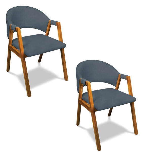Cadeira Sala De Jantar Em Madeira Kit 2 Yara Suede D03 - D'ro