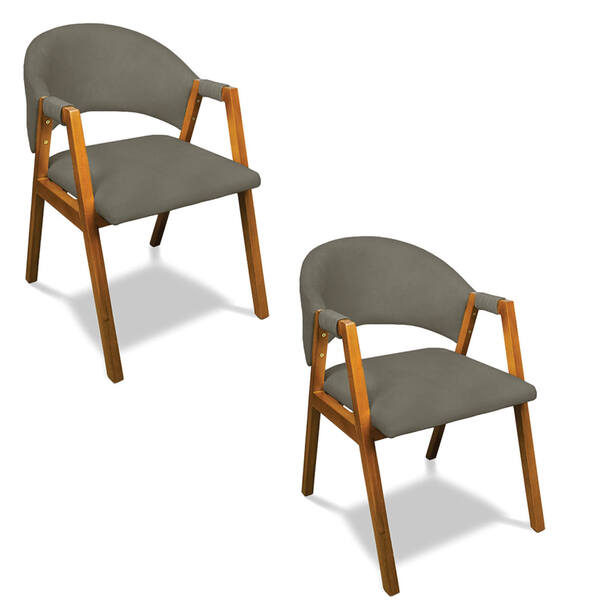 Cadeira Sala De Jantar Em Madeira Kit 2 Yara Suede D03 - D'ro