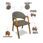 Cadeira Sala De Jantar Em Madeira Kit 4 Yara Suede Grafite D0