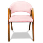 Cadeira Sala De Jantar Em Madeira Kit 4 Yara Suede Rosa Bebê