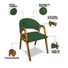 Cadeira Sala De Jantar Em Madeira Kit 4 Yara Suede Verde D03