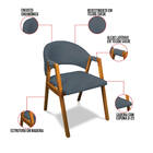 Cadeira Sala De Jantar Em Madeira Kit 6 Yara Suede Azul Marin