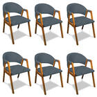 Cadeira Sala De Jantar Em Madeira Kit 6 Yara Suede Azul Marin