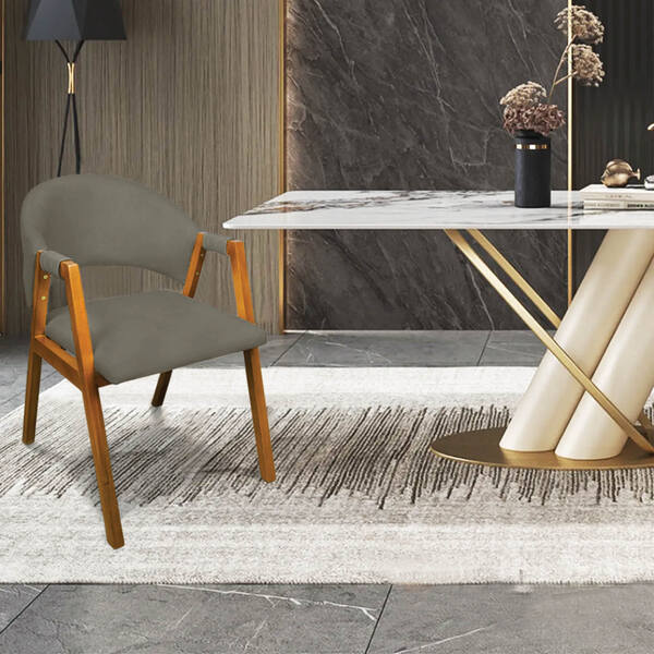 Cadeira Sala De Jantar Em Madeira Yara Suede D03 - D'rossi -