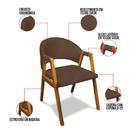 Cadeira Sala De Jantar Em Madeira Yara Suede Marrom D03 - D'r