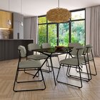 Cadeira Sala De Jantar Encosto E Assentos Estofados Corino Li