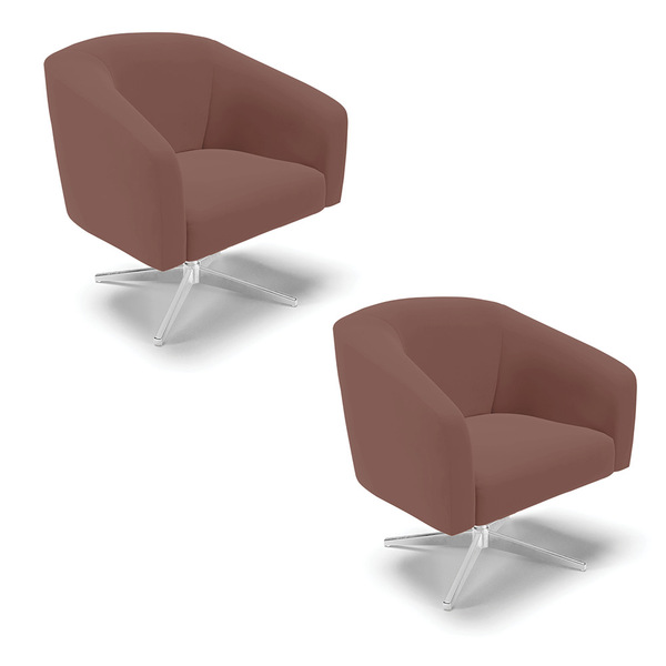 Cadeira Sala De Jantar Giratória Base Cromada Kit 2 Stella Ve