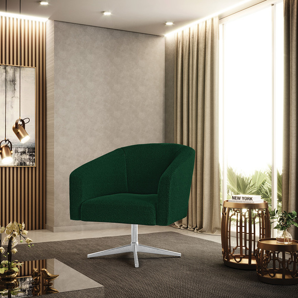 Cadeira Sala De Jantar Giratória Base Cromada Stella Bouclê D