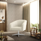 Cadeira Sala De Jantar Giratória Base Cromada Stella Bouclê D