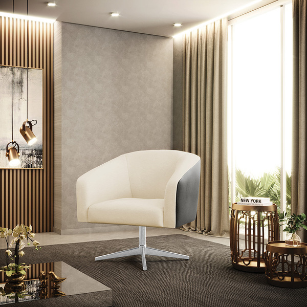 Cadeira Sala De Jantar Giratória Base Cromada Stella Pto/linh