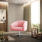 Cadeira Sala De Jantar Giratória Base Cromada Stella Suede D0