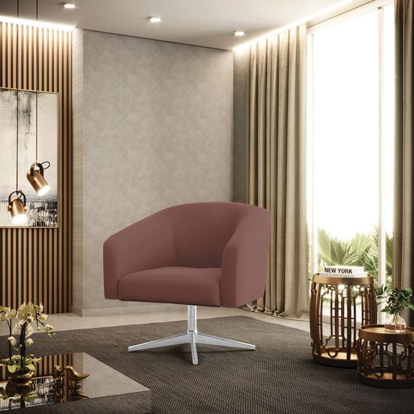 Cadeira Sala De Jantar Giratória Base Cromada Stella Veludo D