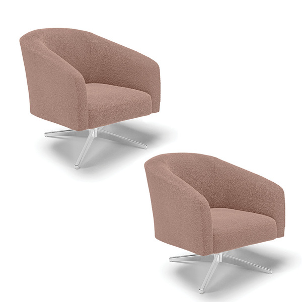 Cadeira Sala De Jantar Giratória Cromada Kit 2 Stella Bouclê