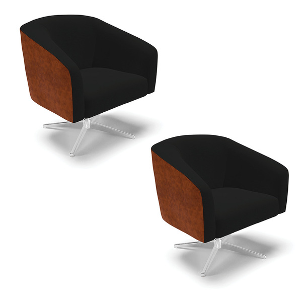 Cadeira Sala De Jantar Giratória Cromada Kit 2 Stella Noz/lin