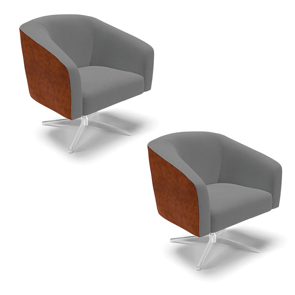 Cadeira Sala De Jantar Giratória Cromada Kit 2 Stella Noz/lin