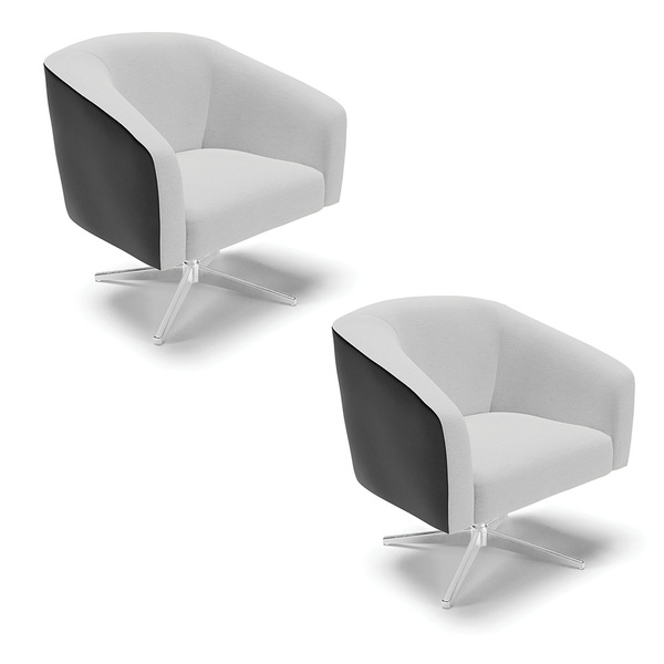 Cadeira Sala De Jantar Giratória Cromada Kit 2 Stella Pto/lin