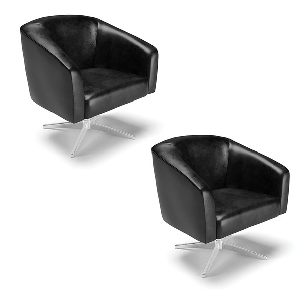 Cadeira Sala De Jantar Giratória Cromada Kit 2 Stella Sintéti