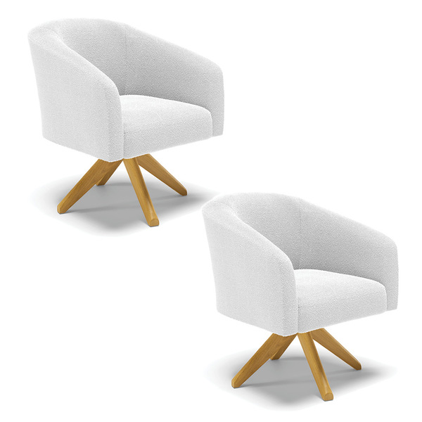 Cadeira Sala De Jantar Giratória Ma30 Kit 2 Stella Bouclê D03