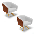 Cadeira Sala De Jantar Giratória Ma30 Kit 2 Stella Noz/linho