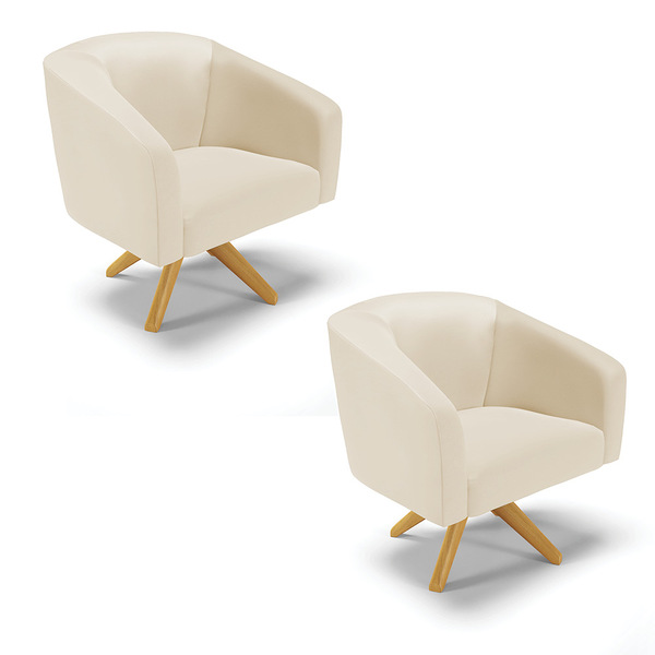 Cadeira Sala De Jantar Giratória Ma30 Kit 2 Stella Sintético