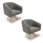 Cadeira Sala De Jantar Giratória Ma30 Kit 2 Stella Suede D03