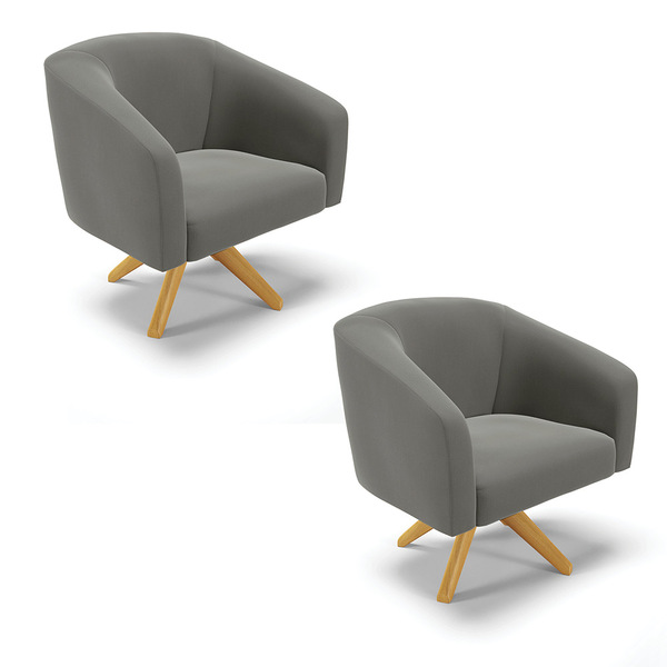 Cadeira Sala De Jantar Giratória Ma30 Kit 2 Stella Suede D03