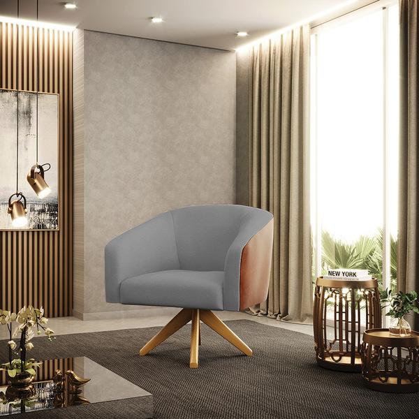 Cadeira Sala De Jantar Giratória Ma30 Stella Noz/linho D03 -