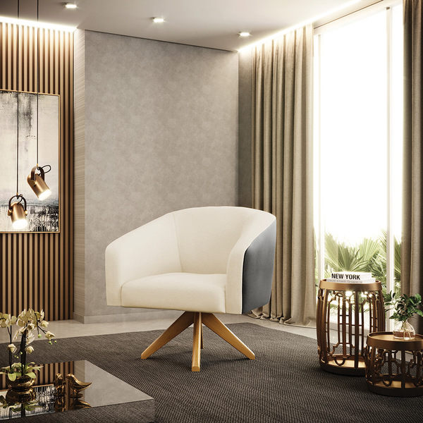 Cadeira Sala De Jantar Giratória Ma30 Stella Pto/linho D03 -