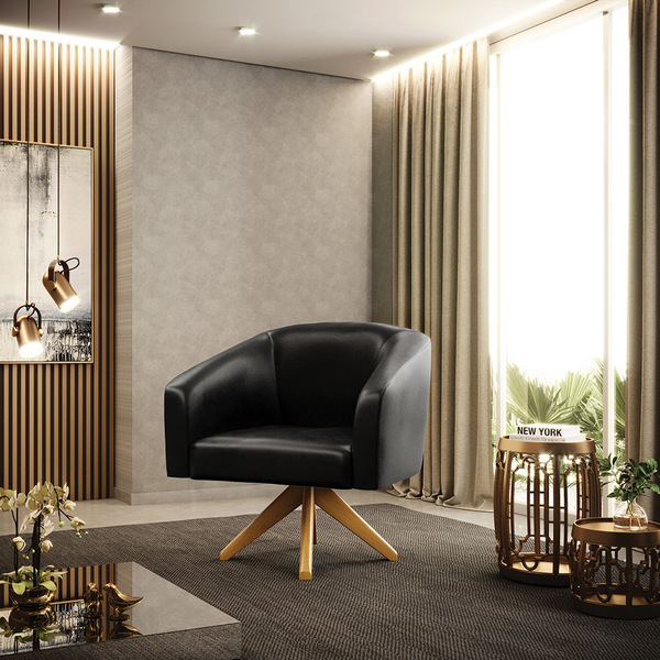 Cadeira Sala De Jantar Giratória Ma30 Stella Sintético Pu D03