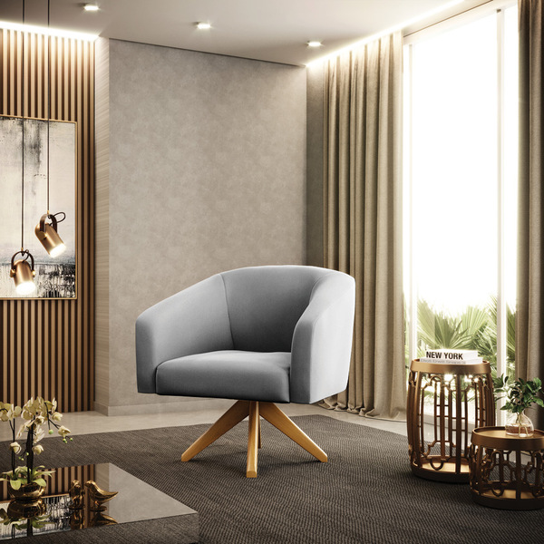 Cadeira Sala De Jantar Giratória Ma30 Stella Suede D03 - D'ro