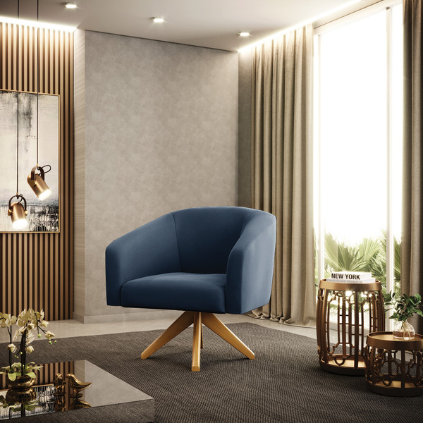 Cadeira Sala De Jantar Giratória Ma30 Stella Suede D03 - D'ro