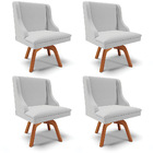 Cadeira Sala De Jantar Giratória Madeira Mm35 Kit 4 Liz Linho