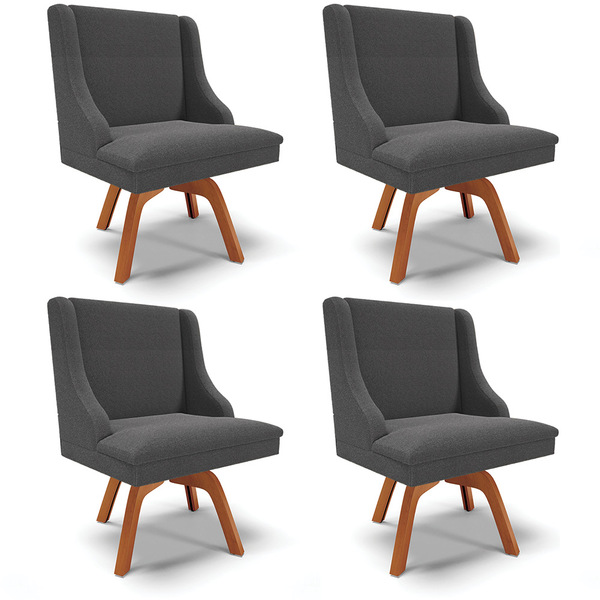 Cadeira Sala De Jantar Giratória Mm35 Kit 4 Liz Bouclê D03 -