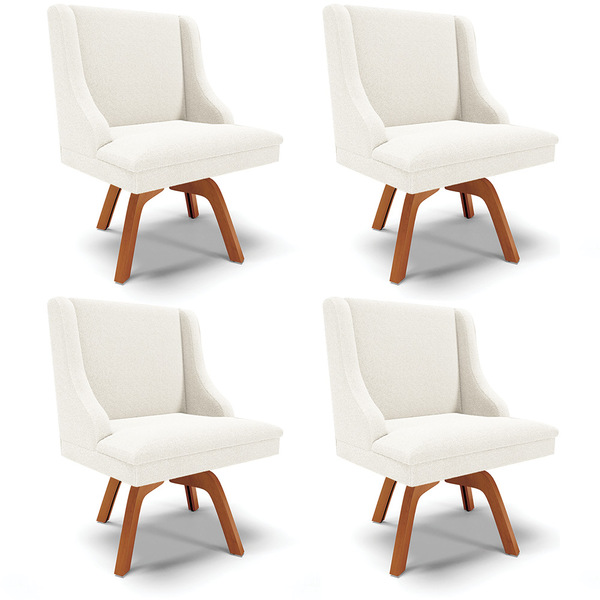 Cadeira Sala De Jantar Giratória Mm35 Kit 4 Liz Bouclê Off Wh