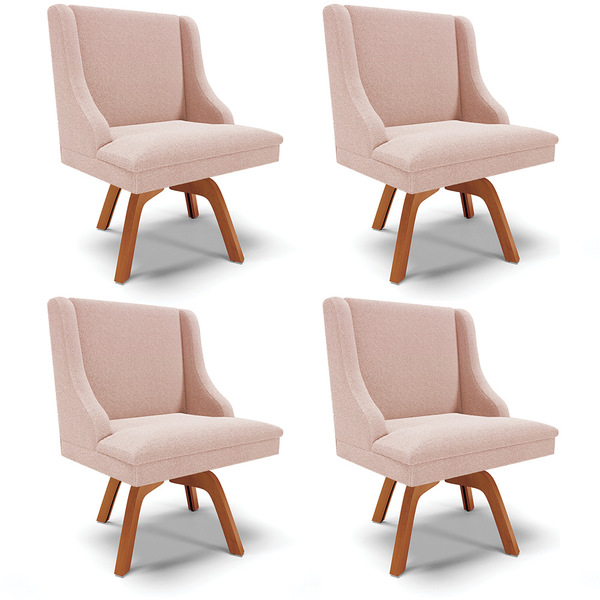 Cadeira Sala De Jantar Giratória Mm35 Kit 4 Liz Bouclê Rosê D
