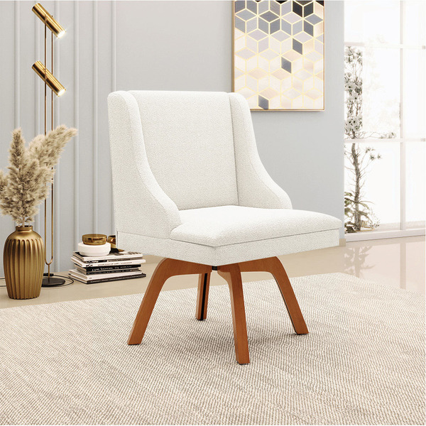 Cadeira Sala De Jantar Giratória Mm35 Liz Bouclê Off White D0