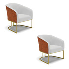 Cadeira Sala De Jantar Industrial Dourada Kit 2 Stella Noz/li