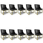 Cadeira Sala De Jantar Industrial Dourado Kit 10 Liz Sint Pu