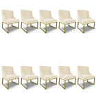 Cadeira Sala De Jantar Industrial Dourado Kit 10 Liz Veludo B