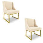 Cadeira Sala De Jantar Industrial Dourado Kit 2 Liz Bouclê Be