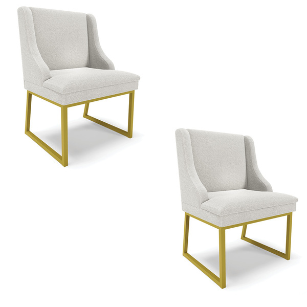 Cadeira Sala De Jantar Industrial Dourado Kit 2 Liz Bouclê Ci