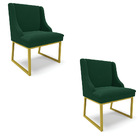 Cadeira Sala De Jantar Industrial Dourado Kit 2 Liz Bouclê D0