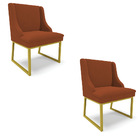 Cadeira Sala De Jantar Industrial Dourado Kit 2 Liz Bouclê D0