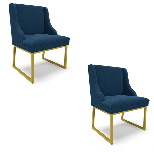 Cadeira Sala De Jantar Industrial Dourado Kit 2 Liz Bouclê D0